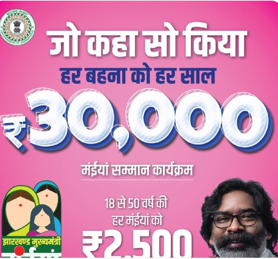 सीएम हेमंत का ट्वीट- जो कहा सो किया, आज का ऐतिहासिक क्षण झारखण्ड की लाखों मंईयां के मान, सम्मान और स्वाभिमान को समर्पित