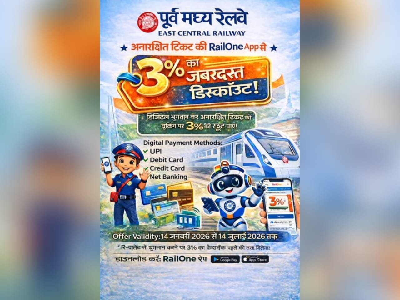 Railway news: इस सुविधा से लीजिए जनरल टिकट और पाइए तीन प्रतिशत की बंफर छूट!